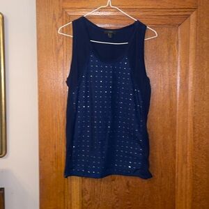J. Crew Embellished Tank Top Studded; C7341; navy; small